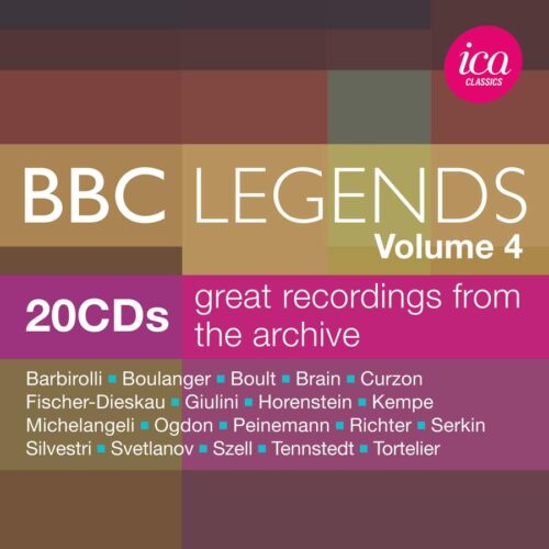 ICA Classics ICAB5174 5060244551749 Gustav Mahler, Wolfgang Amadeus Mozart, Pyotr Ilyich Tchaikovsky, Ottorino Respighi Franz Schubert, Hector Berlioz, Ludwig van Beethoven, Lili Boulanger, Gabriel Fauré, Anton Bruckner, Edvard Grieg, Claude Debussy Georges Bizet, Maurice Ravel, Benjamin Britten, Franz Liszt, Nikolai Rimsky-Korsakov, Robert Schumann, Darius Milhaud, Peter Racine Fricker BBC Legends, Volume 4 Esecutori vari